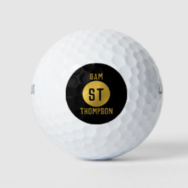 Personalisiertes elegantes Schwarz & Gold Modernes Golfball