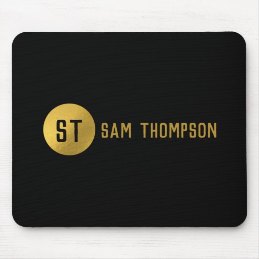 Personalisiertes elegantes Schwarz & Gold Modernes Mousepad (Vorne)