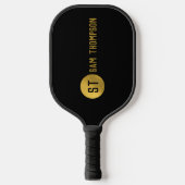 Personalisiertes elegantes Schwarz & Gold Modernes Pickleball Schläger (Vorderseite)