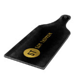 Personalisiertes elegantes Schwarz & Gold Modernes Schneidebrett (Ecke)