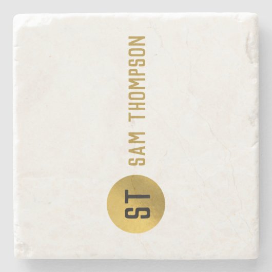 Personalisiertes elegantes Schwarz & Gold Modernes Steinuntersetzer (Vorderseite)