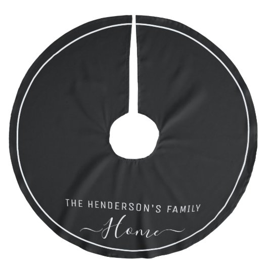 Personalisiertes Elegantes Schwarz Polyester Weihnachtsbaumdecke (Vorderseite)