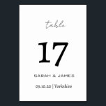 Personalisiertes, elegantes Schwarz-Weiß-Script Tischnummer<br><div class="desc">Elegante Personalisierte Tischnummer für Schwarz und Weiß</div>