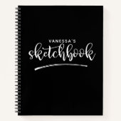 Personalisiertes elegantes Schwarz-weißes Sketchbo Notizblock (Vorderseite)