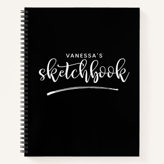 Personalisiertes elegantes Schwarz-weißes Sketchbo Notizblock (Vorderseite)