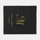 Personalisiertes elegantes Schwarzes Monogramm Fleecedecke (Vorderseite (Horizontal))