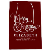 Personalisiertes, elegantes Script Freude an Weihn Mittlere Geschenktüte (Vorderseite)