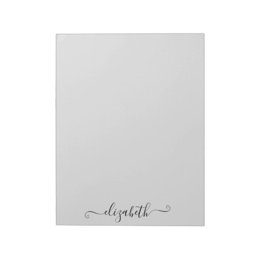 Personalisiertes, elegantes Script Light Gray Notizblock (Rotiert)
