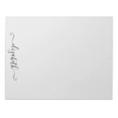 Personalisiertes, elegantes Script Light Gray Notizblock (Vorderseite)