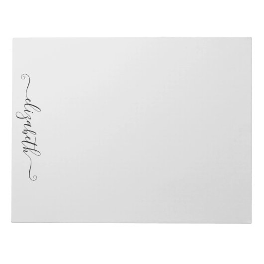 Personalisiertes, elegantes Script Light Gray Notizblock (Vorderseite)