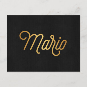 Personalisiertes elegantes Script Mario Gold Black Einladung