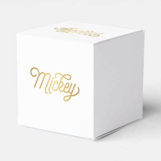 Personalisiertes, elegantes Script Mickey Gold Bla Geschenkschachtel (Rückseite)