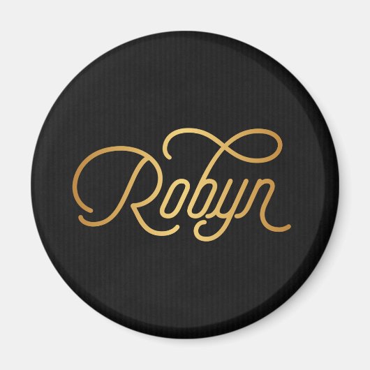 Personalisiertes elegantes Script Robyn Gold Black Magnet (Vorne)