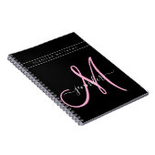 Personalisiertes, elegantes Script Schwarz-Rosa-Mo Notizblock (Rechte Seite)