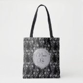 Personalisiertes Elegantes Silver Floral Tasche (Vorderseite)