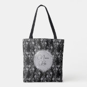 Personalisiertes Elegantes Silver Floral Tasche (Rückseite)