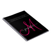 Personalisiertes elegantes Skript Pink Black Monog Notizblock (Rechte Seite)