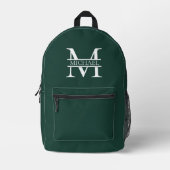 Personalisiertes elegantes Smaragdgrünes Monogramm Bedruckter Rucksack (Vorderseite)