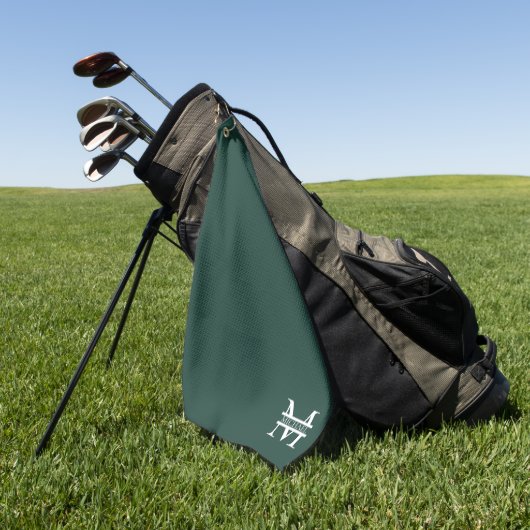 Personalisiertes elegantes Smaragdgrünes Monogramm Golfhandtuch (Gras)