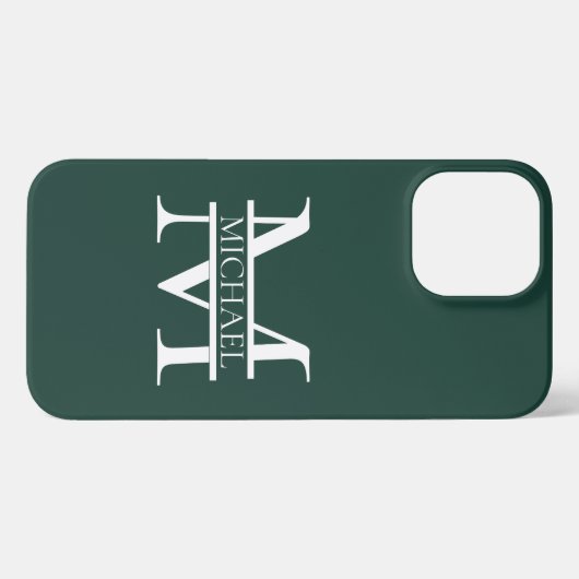 Personalisiertes elegantes Smaragdgrünes Monogramm iPhone Hülle (Rückseite (Horizontal))