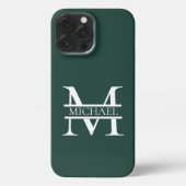 Personalisiertes elegantes Smaragdgrünes Monogramm iPhone Hülle (Rückseite)