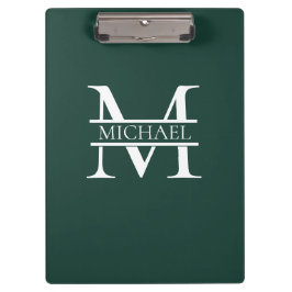Personalisiertes elegantes Smaragdgrünes Monogramm Klemmbrett