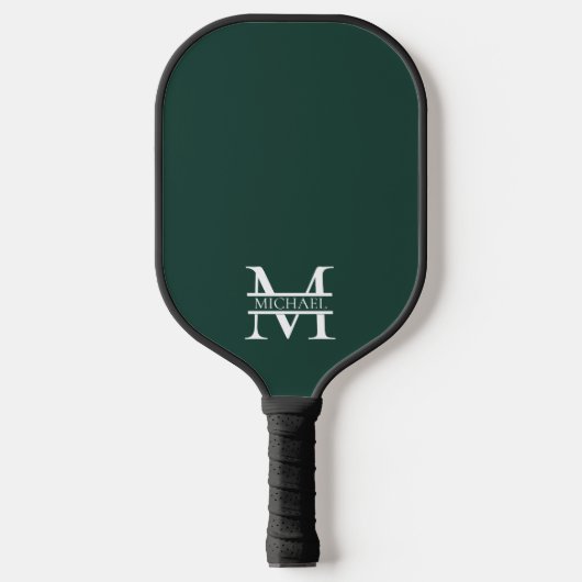 Personalisiertes elegantes Smaragdgrünes Monogramm Pickleball Schläger (Vorderseite)