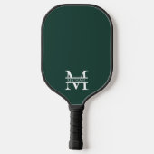 Personalisiertes elegantes Smaragdgrünes Monogramm Pickleball Schläger (Rückseite)