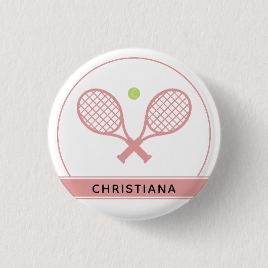 Personalisiertes Elegantes Tennis Racket und Ball Button (Vorderseite)