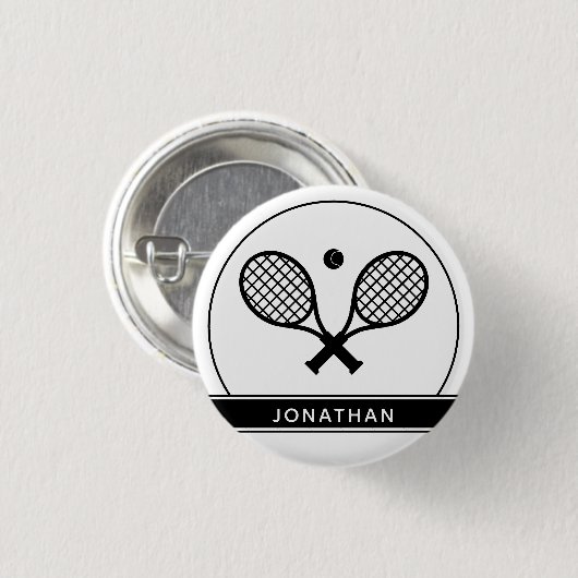 Personalisiertes Elegantes Tennis Racket und Ball  Button (Vorne & Hinten)