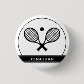 Personalisiertes Elegantes Tennis Racket und Ball  Button (Vorderseite)