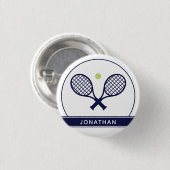 Personalisiertes Elegantes Tennis Racket und Ball Button (Vorne & Hinten)
