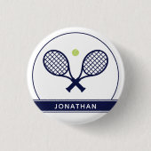 Personalisiertes Elegantes Tennis Racket und Ball  Button (Vorderseite)