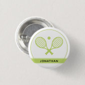 Personalisiertes Elegantes Tennis Racket und Ball Button (Vorne & Hinten)