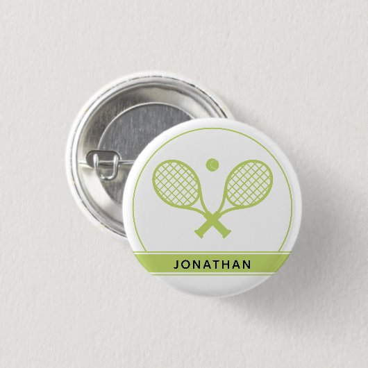 Personalisiertes Elegantes Tennis Racket und Ball  Button (Vorne & Hinten)