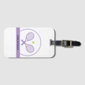 Personalisiertes Elegantes Tennis Racket und Ball Gepäckanhänger (Vorderseite (Horizontal))