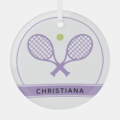 Personalisiertes Elegantes Tennis Racket und Ball  Ornament Aus Glas (Vorderseite)