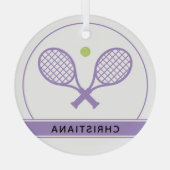 Personalisiertes Elegantes Tennis Racket und Ball  Ornament Aus Glas (Rückseite)