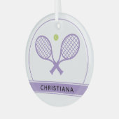 Personalisiertes Elegantes Tennis Racket und Ball  Ornament Aus Glas (Vorderseite links)