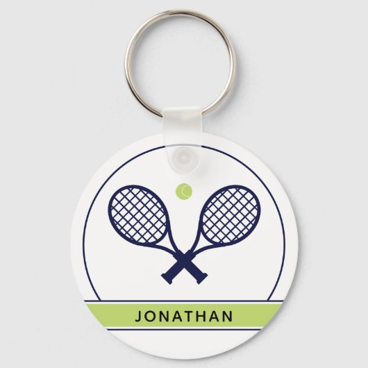 Personalisiertes Elegantes Tennis Racket und Ball  Schlüsselanhänger (Vorderseite)