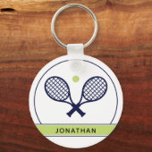 Personalisiertes Elegantes Tennis Racket und Ball  Schlüsselanhänger (Vorderseite)