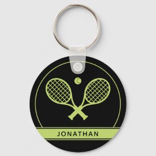 Personalisiertes Elegantes Tennis Racket und Ball  Schlüsselanhänger