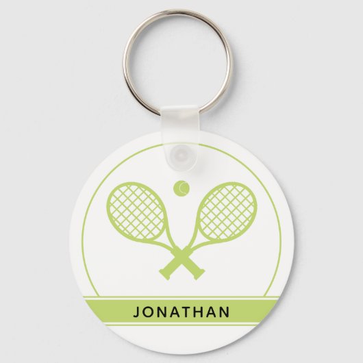 Personalisiertes Elegantes Tennis Racket und Ball  Schlüsselanhänger (Vorderseite)