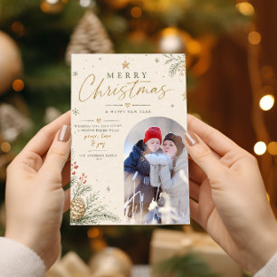 Personalisiertes Elegantes Vintage Frohe Weihnacht Feiertagskarte