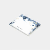 Personalisiertes Elegantes Wasser Gold Navy Blau Post-it Klebezettel (angewinkelt)