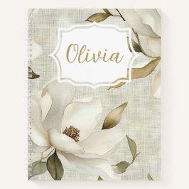 Personalisiertes elegantes Watercolor Magnolias Notizblock