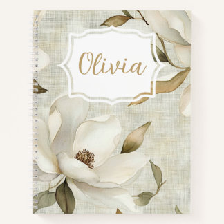 Personalisiertes elegantes Watercolor Magnolias Notizblock