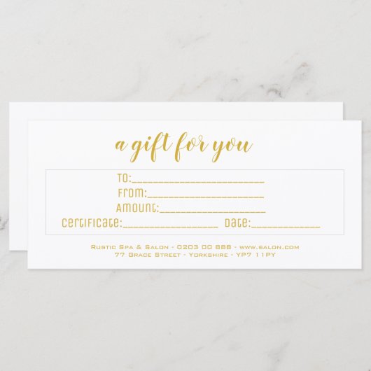 Personalisiertes elegantes White & Gold Script-Ges (Vorne/Hinten)