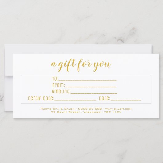 Personalisiertes elegantes White & Gold Script-Ges (Vorderseite)
