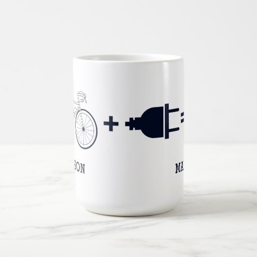 Personalisiertes Elektrorad macht mich glücklich z Verwandlungstasse (Zentrum)